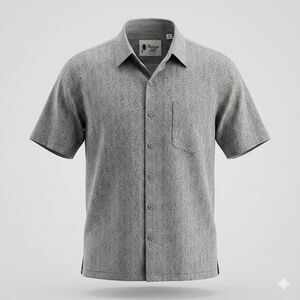 Vintage Silk Mens XXL Short Sleeve Button Up Casual Camp Shirt Geo Abstract Grey